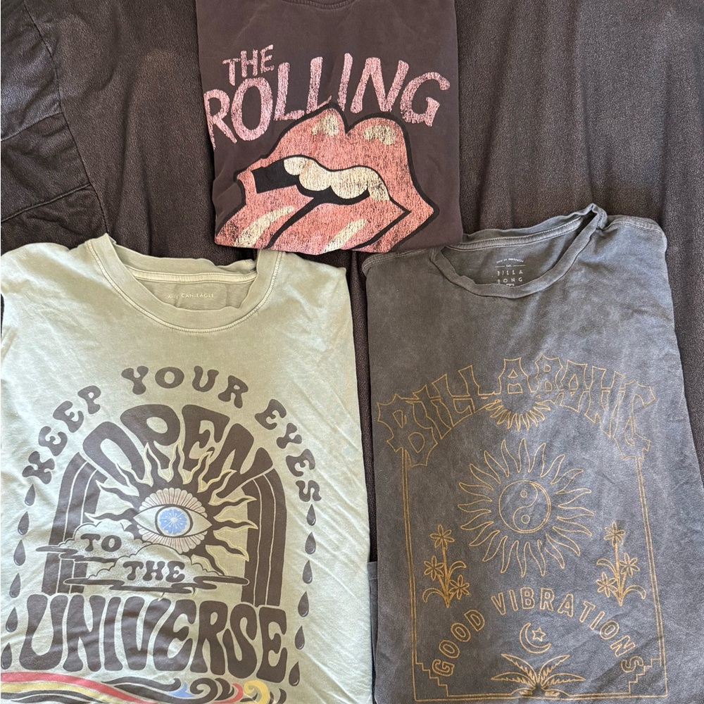 Billabong Graphic Short Sleeve Tees - Black, Gray, Green